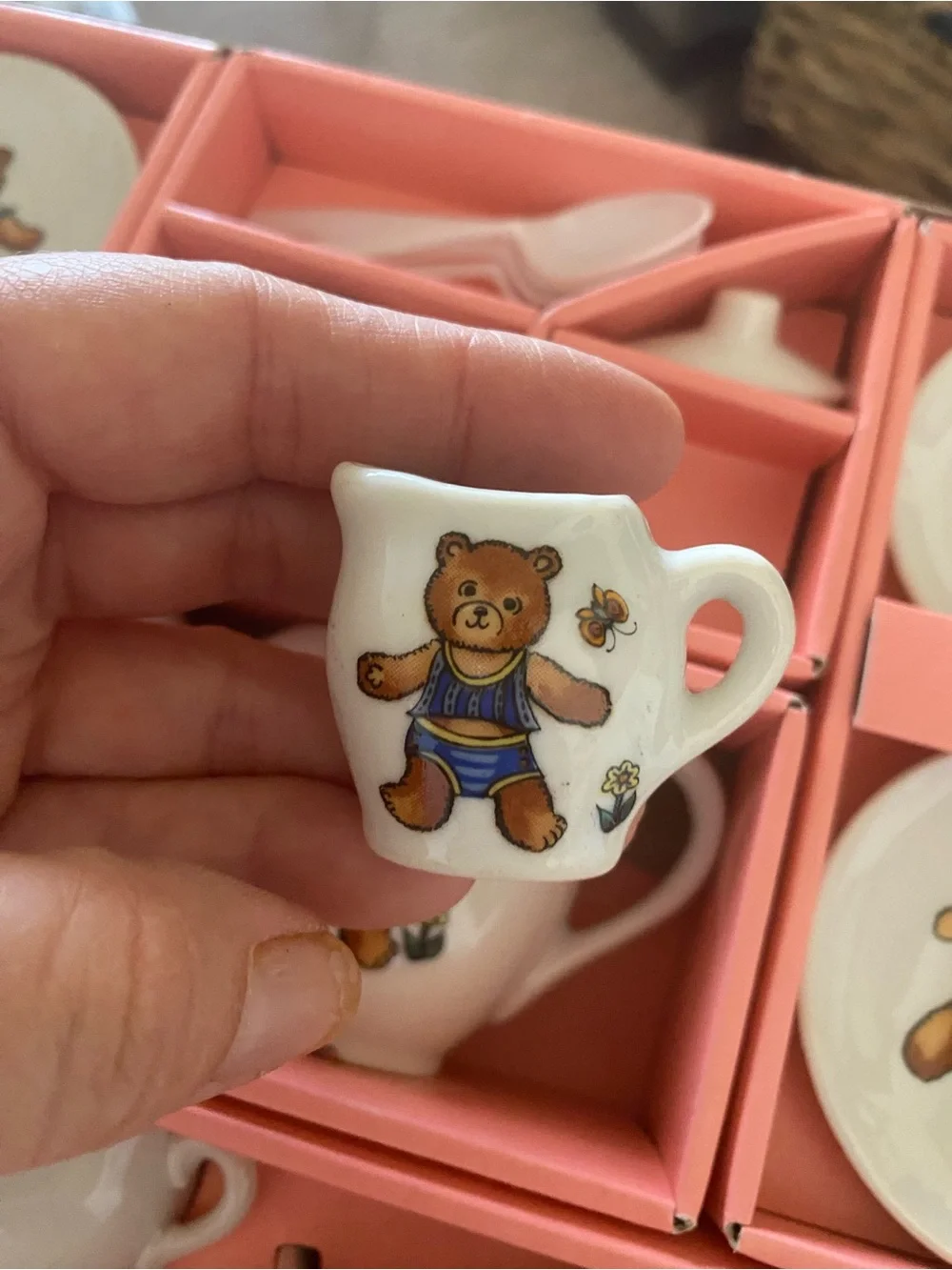 Vintage 70s Teddy Bear Mini Tea Set 16pc Boxed Cottagecore Kidcore country Gifts